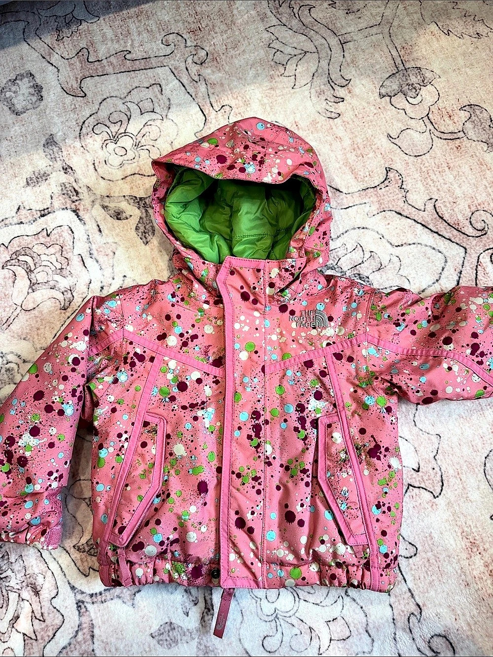 The North Face Girls 2T Pink & Green Rain Jacket